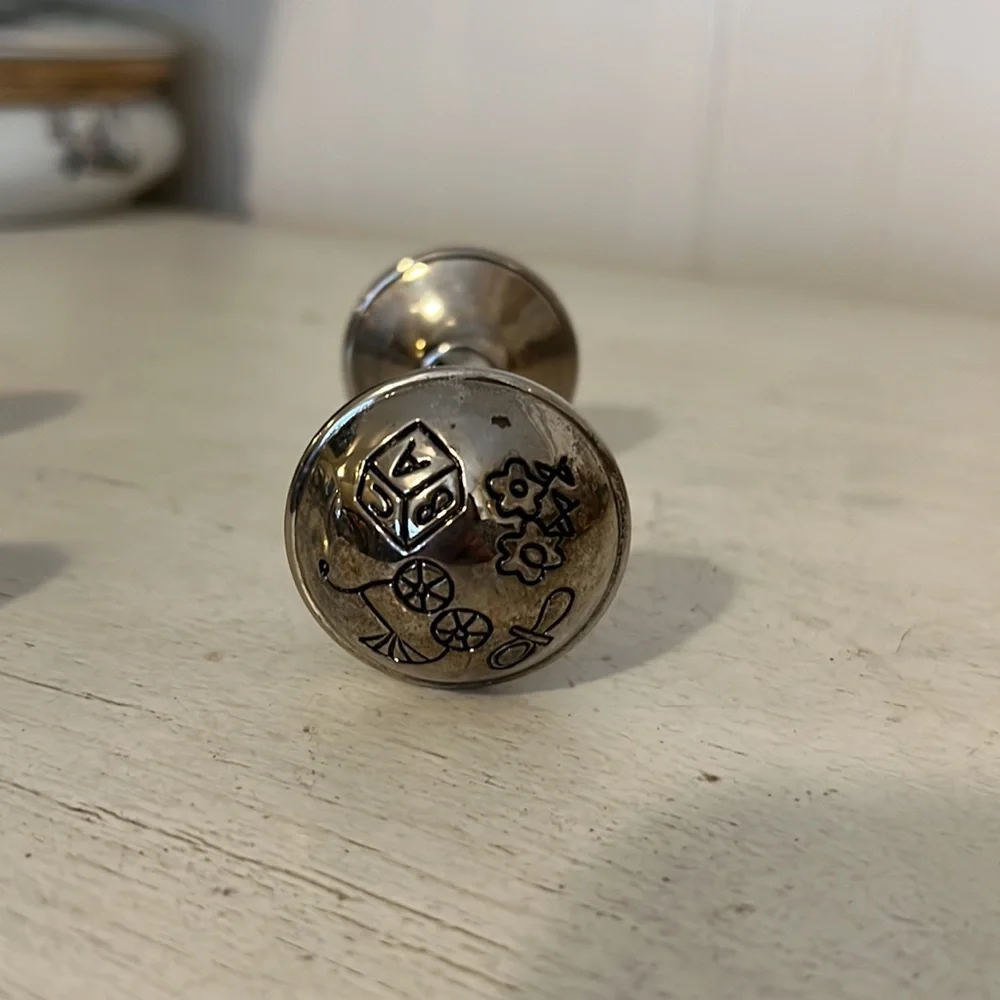 2 Vintage Silver & Silver plated baby rattles